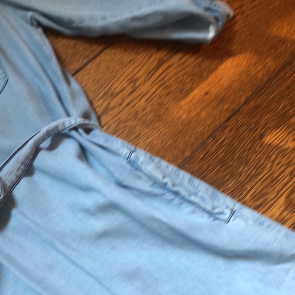 Chambray Belted Popover Boho Shirt Dress XS - Picture 4 of 7